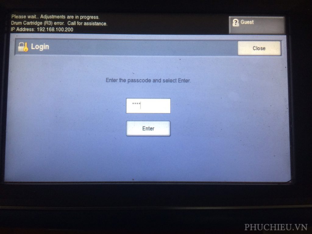 Passcode máy màu Fuji Xerox